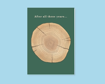 Biglietto di auguri per l'anniversario dell'anello dell'albero: biglietto di auguri con gioco di parole per gli amanti della natura