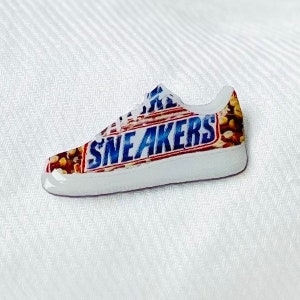 Limited edition ‘Sneakers’ lapel pin badge new cool unique fun funny quirky cute kawaii pretty gift snickers chocolate bar shoe sneaker pun