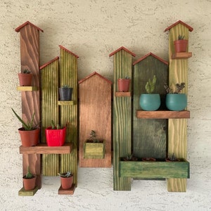 Hölzernes Blumenampel-Regal, Wand-Pflanzenhalter für Balkon, Kaktus-Liebhaber und Einweihungsgeschenk