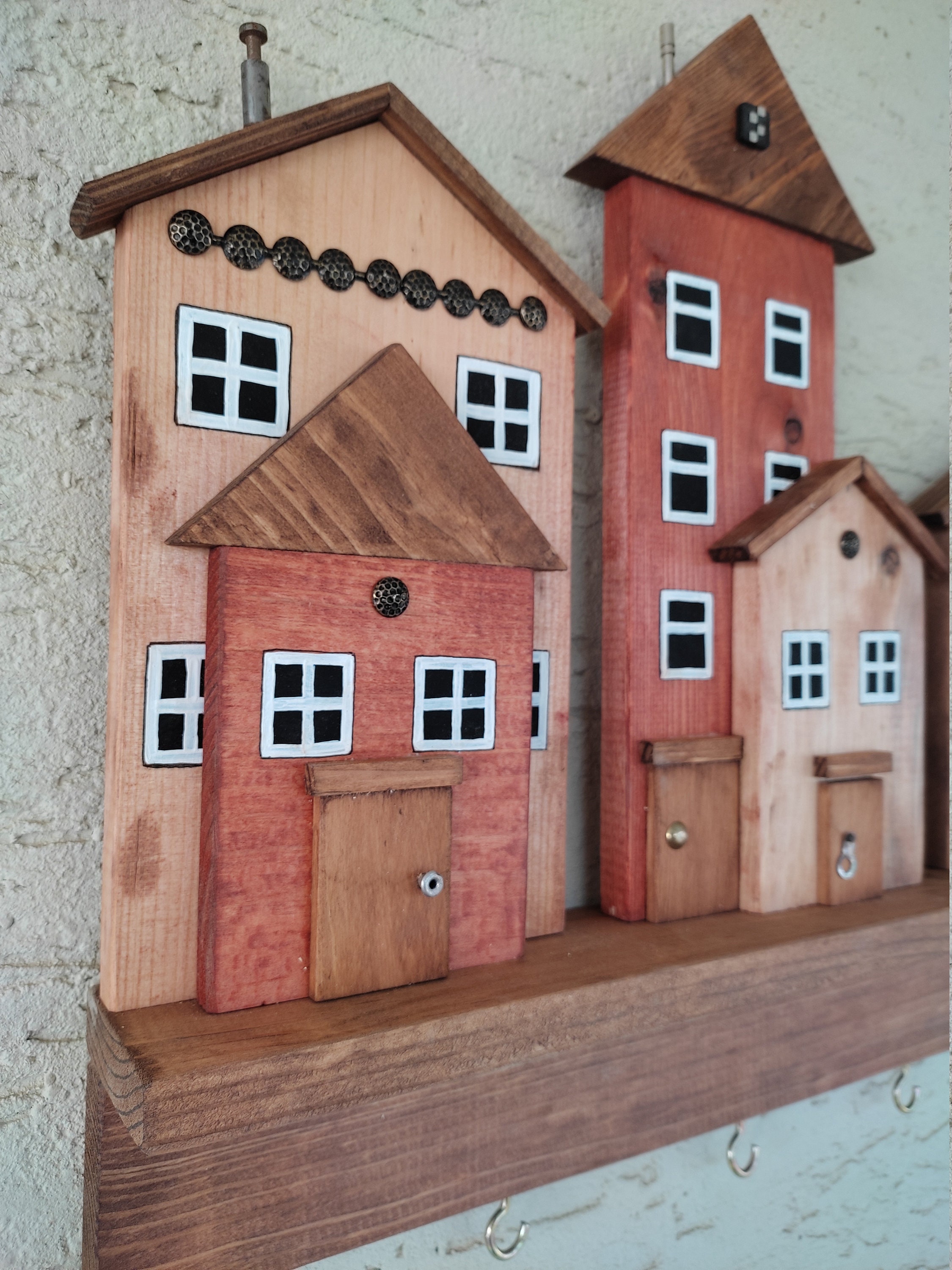 Wood Key Holder for Wall, Wooden Decor, House Shaped Key Hanger - Etsy