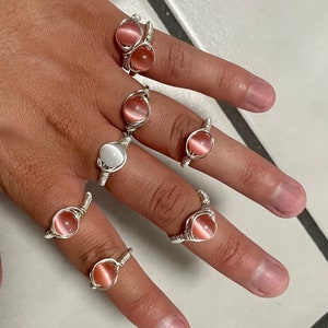 Wire Wrapped Beaded Rings. Tarnish Free.