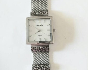 vintage Chico’s Silver Tone Mesh Band Watch