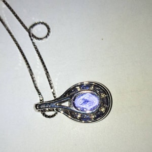 Vintage White Gold, Tanzanite and Diamond Pendant and Chain image 3