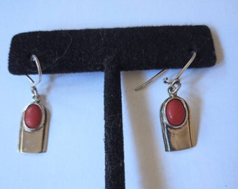 Vintage Silver and Carnelian Earrings