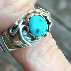 Vintage Navajo Silver Turquoise Ring Tamaño 6