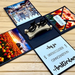Explosionsbox Reise Amsterdam Geschenk Gutschein Geschenkbox