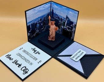 Explosionsbox Reise New York City - NYC Freiheitsstatue Urlaub Geschenk Gutschein Geschenkbox