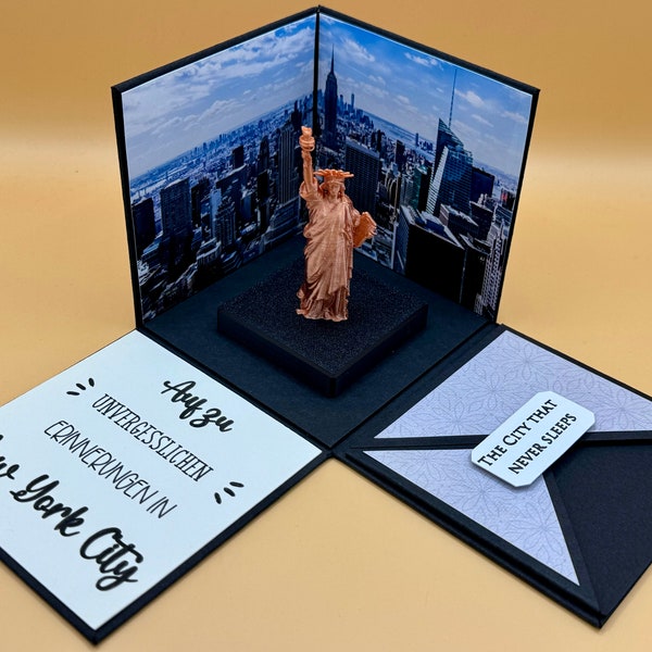 Explosionsbox Reise New York City - NYC Freiheitsstatue Urlaub Geschenk Gutschein Geschenkbox