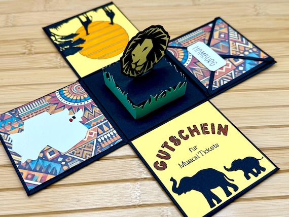 Explosionsbox Musical Löwen-Design Geschenk Gutschein Geschenkbox