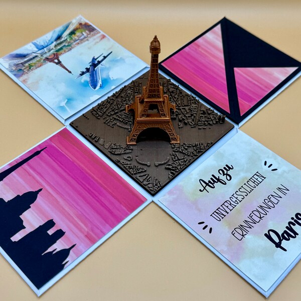 Explosion box travel Paris pink - gift voucher gift box