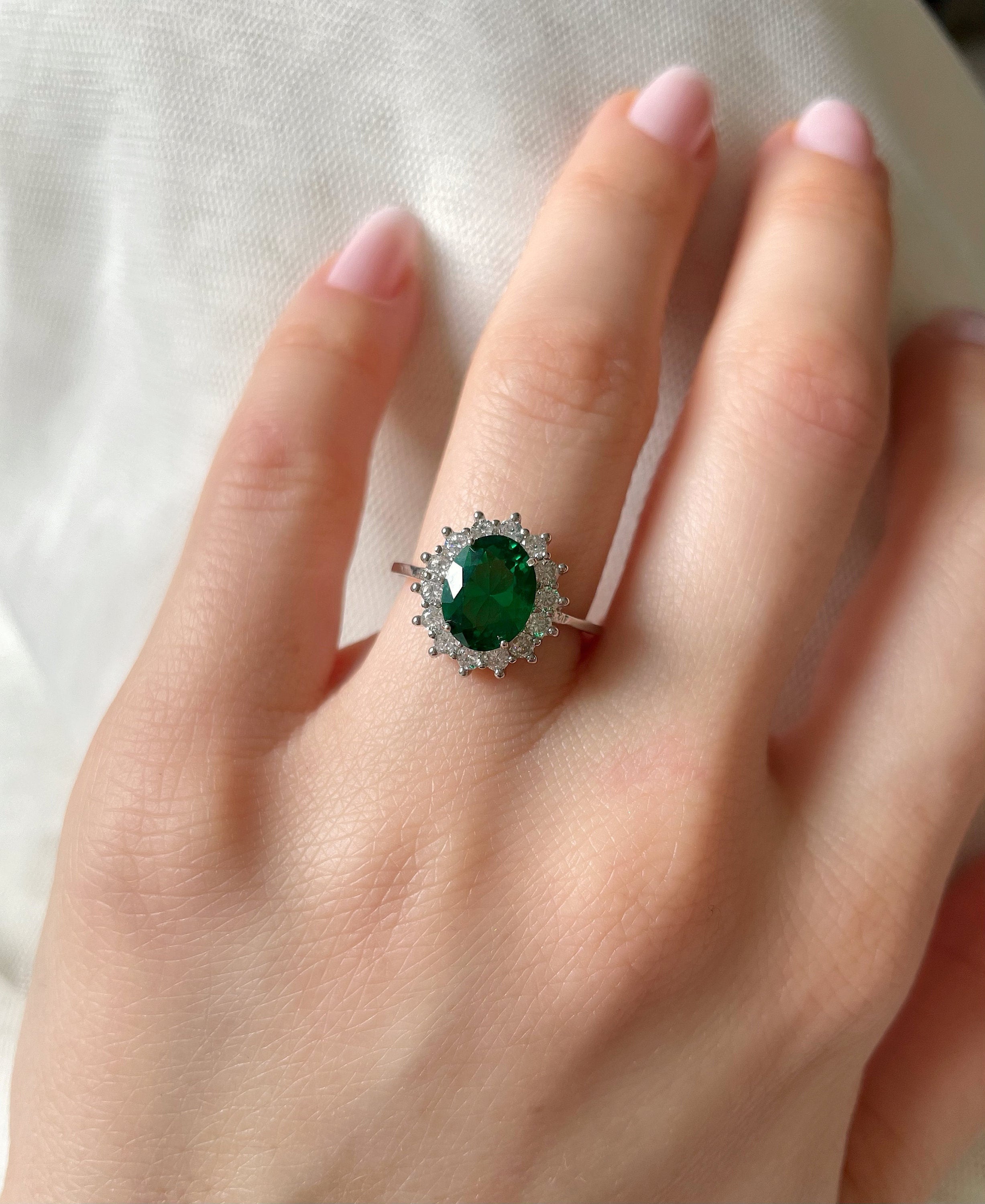 Antique Engagement Ring Emerald Promise Ring Vintage | Etsy