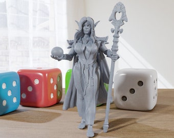 Houda Elf - 3D Printed Minifigure - Proxy Minis for DnD, Baldurs Gate, Tabletop Fantasy RPG - 28mm / 32mm / 75mm Scale