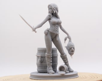Jalissa la Guerrera Sexy - Fan Art Pin-Up Sexy - Apto para todos los públicos - Para adultos - Figura impresa en resina 3D - Escala de 75 mm