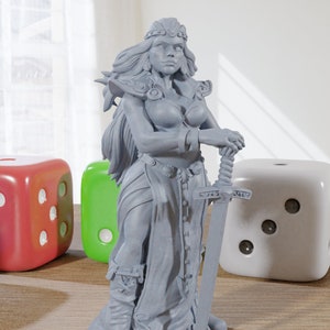 Boudica - 3D Printed Minifigure - Proxy Minis for DnD, Baldurs Gate, Tabletop Fantasy RPG - 28mm / 32mm / 75mm Scale