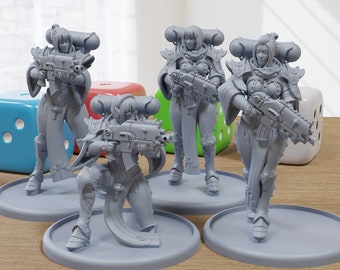 Devine Order Soldiers Sexy Pinup SFW/ NSFW 3D Printed Minifigures for Sci-Fi / Cyberpunk and Fantasy Miniature Tabletop Games - 28mm / 32mm