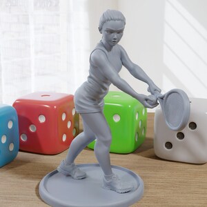 Sports Girl Tennis - DnD Miniature | Collectible and Rolepaying Sexy Pin-Up - 75mm - 32mm Scale
