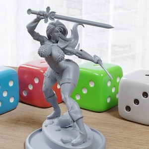 Valdra the Blade Mistress - Sexy Pin-Up Fan Art - 3D Printed Miniature Figure - 32mm / 75mm / 170mm Scale - Garage Kit