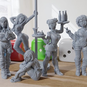 Stripclub Ladies Set - 3D Gedruckte Proxy Minifiguren für Sci-fi und Cyberpunk Themed Miniature Tabletop Spiele