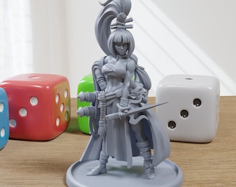 Rin Shadowdancer Ninja Sexy Pin-Up - 3D Printed Minifigure for Fantasy Miniature Tabletop Games DND, Frostgrave 28mm / 32mm / 75mm
