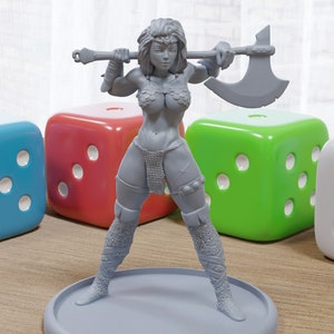 Barbarian Guard Female Sexy Pin-Up - 3D Printed Minifigures for Fantasy Miniature Tabletop Games DND, Frostgrave 28mm / 32mm / 75mm