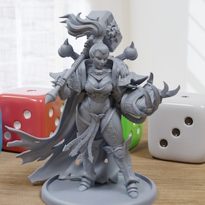 Female Space Knight Evadon Sexy Pin-Up - 3D Printed Minifigures for Fantasy Miniature Tabletop Games DND, Frostgrave 28mm / 32mm / 75mm