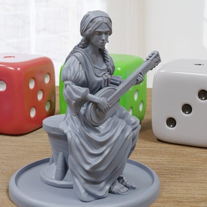 Female Musician - Medieval Townsfolk / Villagers - 3D Printed Minifigures for Tabletop Role Playing Miniature Games 28mm / 32mm Scale
