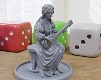 Female Musician - Medieval Townsfolk / Villagers - 3D Printed Minifigures for Tabletop Role Playing Miniature Games 28mm / 32mm Scale