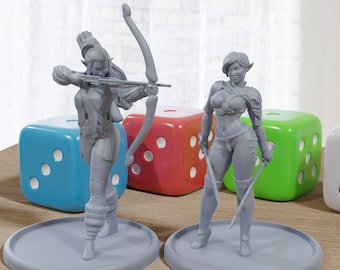 Dirty Elves - 3D Printed Minifigures for Fantasy Miniature Tabletop Games DND, Frostgrave 28mm / 32mm / 75mm