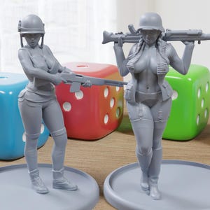 GI Janies - Sexy Pinup - 3D Printed Minifigures for Fantasy Miniature Tabletop Games DND, Frostgrave 28mm / 32mm / 75mm