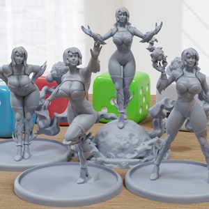 Arcane Withes Sexy Pinup SFW/ NSFW 3D Printed Minifigures for Fantasy Miniature Tabletop Games DND, Frostgrave 28mm / 32mm / 75mm