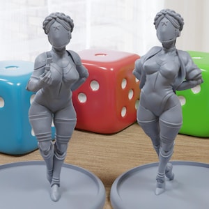Robot Balerina Twins Sexy Pin-Up - 3D Printed Minifigures for Fantasy Miniature Tabletop Games DND, Frostgrave 28mm / 32mm / 75mm