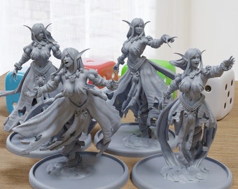 Cursed Elf Banshees Sexy Pinup SFW/ NSFW 3D Printed Minifigures for Fantasy Miniature Tabletop Games DND, Frostgrave 28mm / 32mm / 75mm