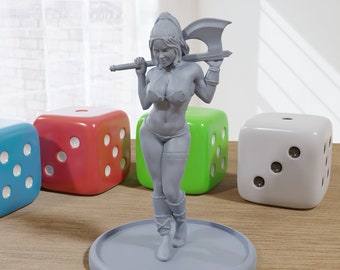 Sexy Barbarian Pinup - 3D Printed Minifigures for Fantasy Miniature Tabletop Games DND, Frostgrave 28mm / 32mm / 75mm