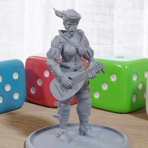 Female Bard - Medieval Townsfolk / Villagers - 3D Printed Minifigures for Tabletop Role Playing Miniature Games 28mm / 32mm Scale