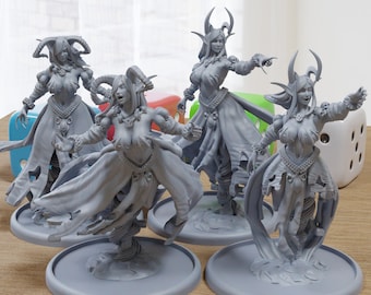Cursed Horned Banshees Sexy Pinup SFW/ NSFW 3D Printed Minifigures for Fantasy Miniature Tabletop Games DND, Frostgrave 28mm / 32mm / 75mm