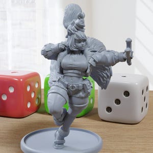 Sciurian Girl with Twinkletoes Sexy Pin-Up - 3D Printed Minifigure for Fantasy Miniature Tabletop Games DND, Frostgrave 28mm / 32mm / 75mm