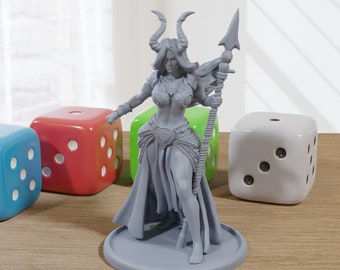 Dalia with Horns - 3D Printed Minifigure - Proxy Minis for DnD, Baldurs Gate, Tabletop Fantasy RPG - 28mm / 32mm