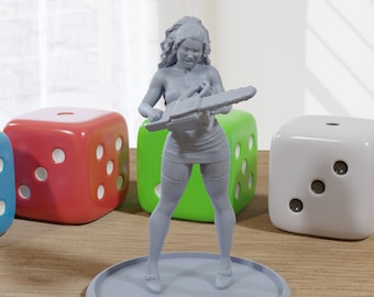 Hollywood Chaisaw Strumpet SFW/ NSFW 3D Printed Minifigures for Fantasy Miniature Tabletop Games DND, Frostgrave 28mm / 32mm / 75mm