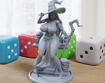 Sorceress - Sexy Pin-Up Fan Art - 3D Printed Miniature Figure - 32mm / 75mm / 170mm Scale - Garage Kit