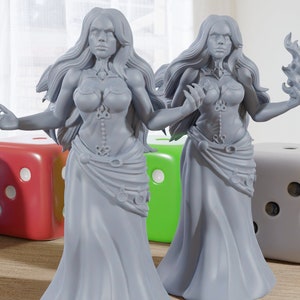 Ececia - 3D Printed Minifigure - Proxy Minis for DnD, Baldurs Gate, Tabletop Fantasy RPG - 28mm / 32mm / 75mm Scale