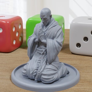 Kniender Mönch - Mittelalterliche Stadtbewohner / Dorfbewohner - 3D Gedruckte Minifiguren für Tabletop-Rollenspiele 28mm / 32mm