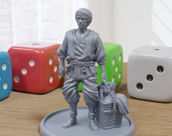 Villager Vendor Male - Medieval Townsfolk / Villagers - 3D Printed Minifigures for Tabletop Role Playing Miniature Games 28mm / 32mm Scale