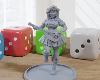 Bard Lady Sexy Pinup 3D Printed Minifigures for Fantasy Miniature Tabletop Games DND, Frostgrave 28mm / 32mm