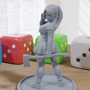 Axe Girl - 3D Printed Minifigures for Fantasy Miniature Tabletop Games DND, Frostgrave 28mm / 32mm