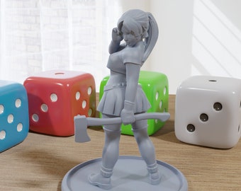 Ragazza con l'ascia - Minifigure stampate in 3D per giochi di miniature fantasy da tavolo D&D, Frostgrave 28 mm / 32 mm