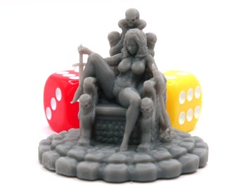 Brutal Throne Pinup - 3D Printed Minifigures for Fantasy Miniature Tabletop Games DND, Frostgrave 28mm / 32mm / 75mm