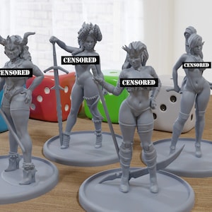 Brutal Sexy Pinups - 3D Printed Minifigures for Fantasy Miniature Tabletop Games DND, Frostgrave 28mm / 32mm / 75mm
