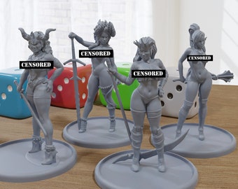 Brutal Sexy Pinups - 3D Printed Minifigures for Fantasy Miniature Tabletop Games DND, Frostgrave 28mm / 32mm / 75mm