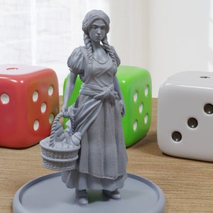 Vendor Female - Medieval Townsfolk / Villagers - 3D Printed Minifigures for Tabletop Role Playing Miniature Games 28mm / 32mm Scale