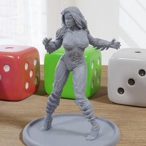 Witch Blade Pinup 3D Printed Minifigures for Fantasy Miniature Tabletop Games DND, Frostgrave 28mm / 32mm / 75mm